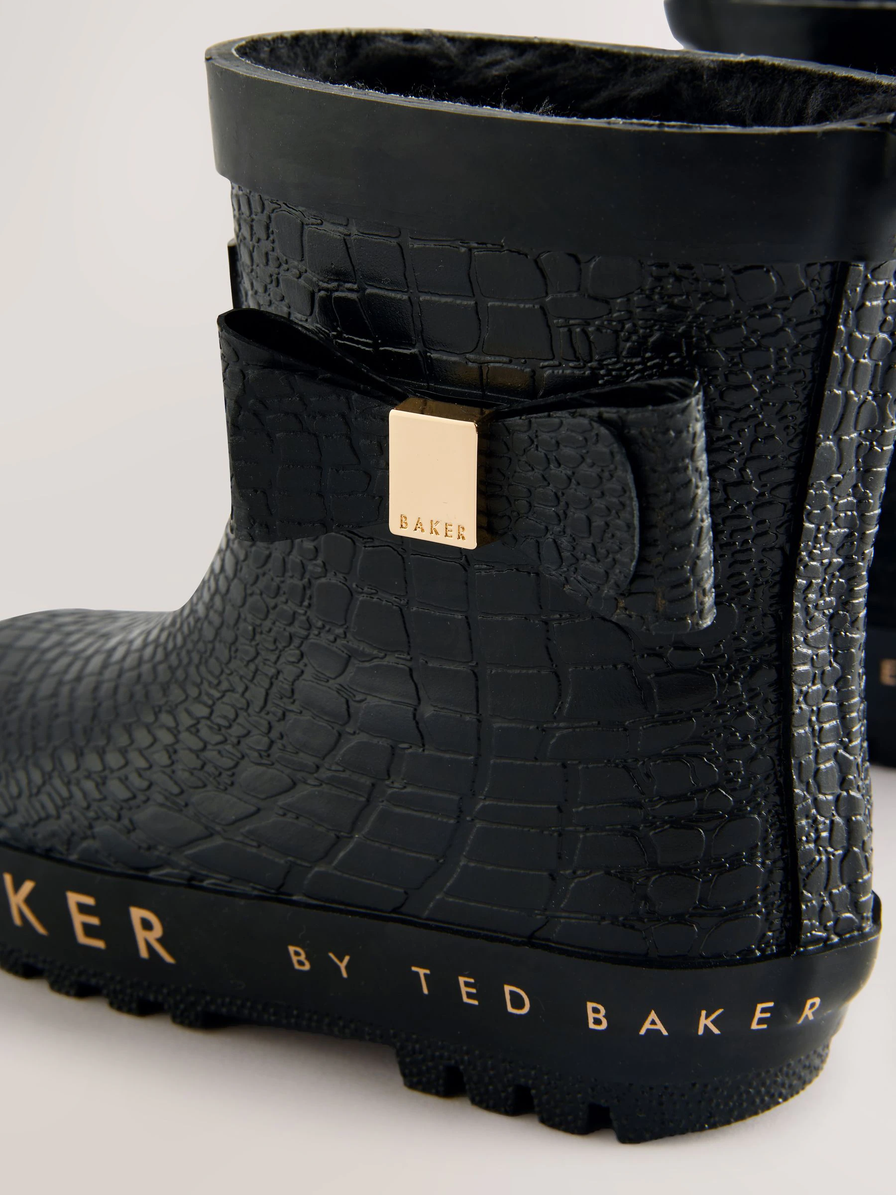 Zwart - Baker by Ted Baker Girls Faux Fur Lined Welly Boots with Bow