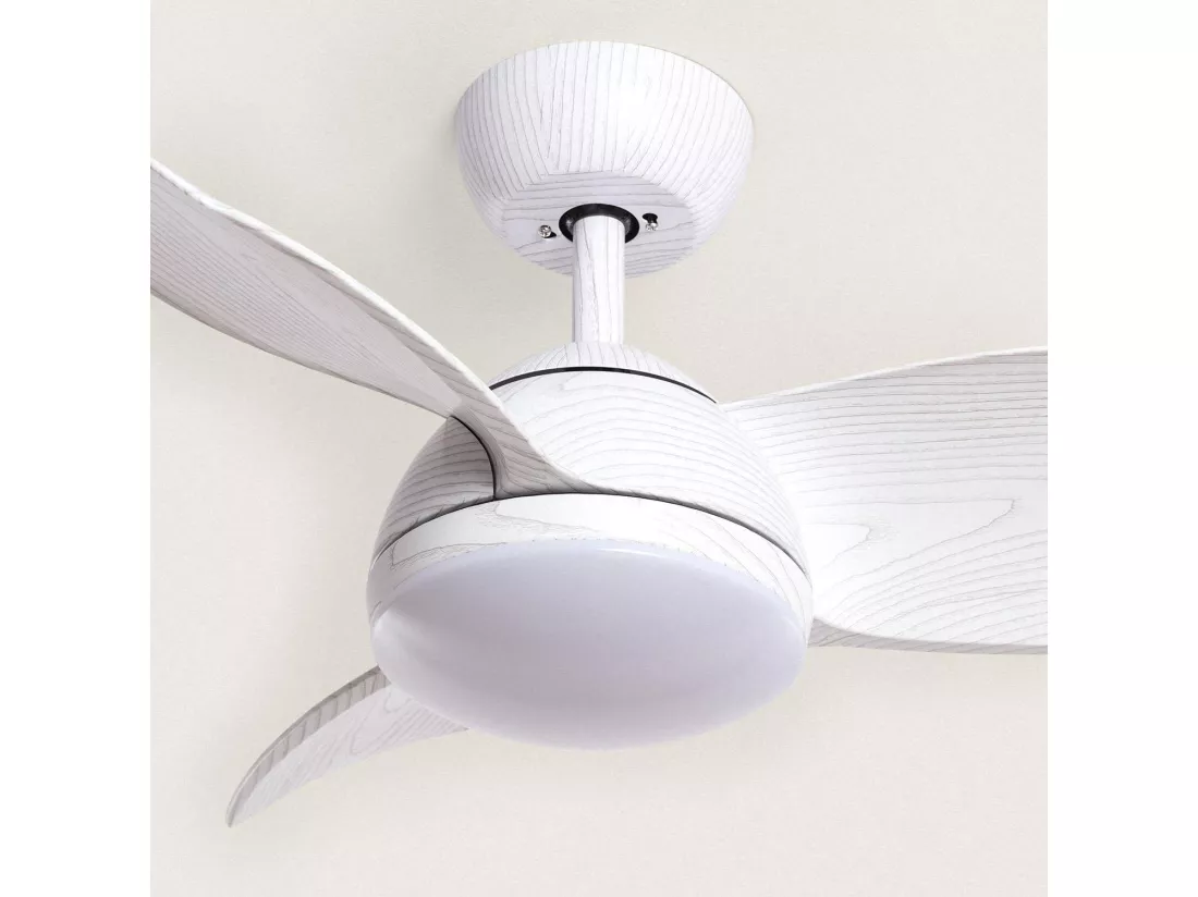 Ventilateur de Plafond Silencieux Poros 35W 76cm Motor DC Bois blanc Télécommande Avec lumière Non Bois blanc