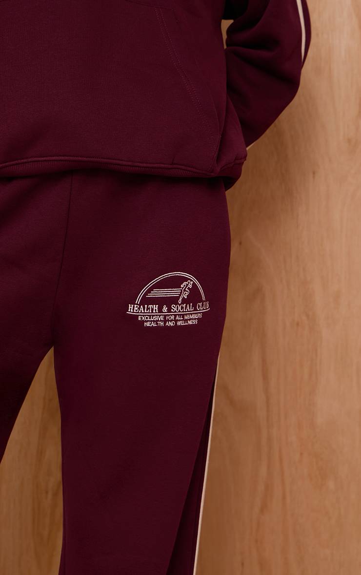 Rouge Vin Jogging Large Imprimé Health Club