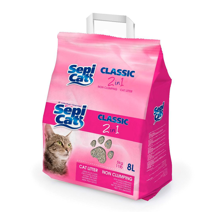Areia higiênica absorvente Sepicat Classic 2 em 1 para gatos