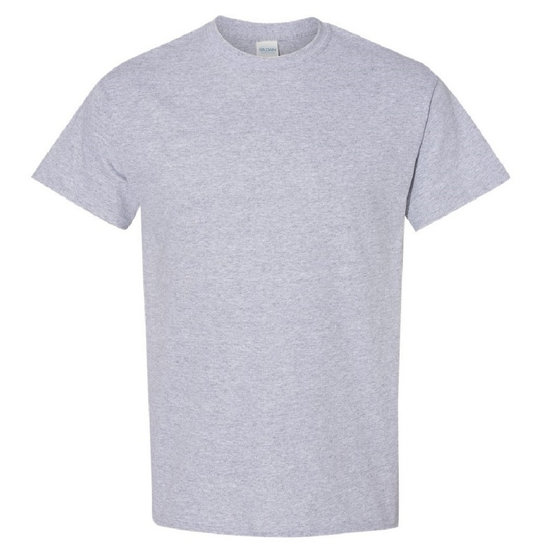 Camiseta básica de manga curta Gildan Heavy Cotton, 100% algodão grosso.