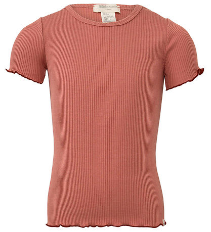 Minimalisma Bluse - Rib - Seide/Baumwolle - Blume - Antikrot/Hi
