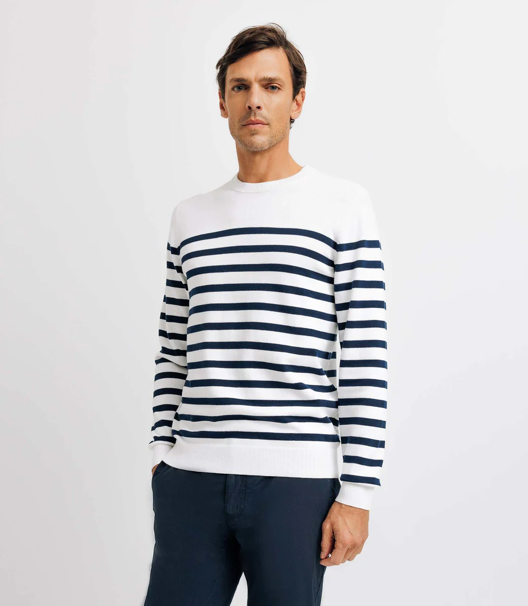 Pull marinière écru