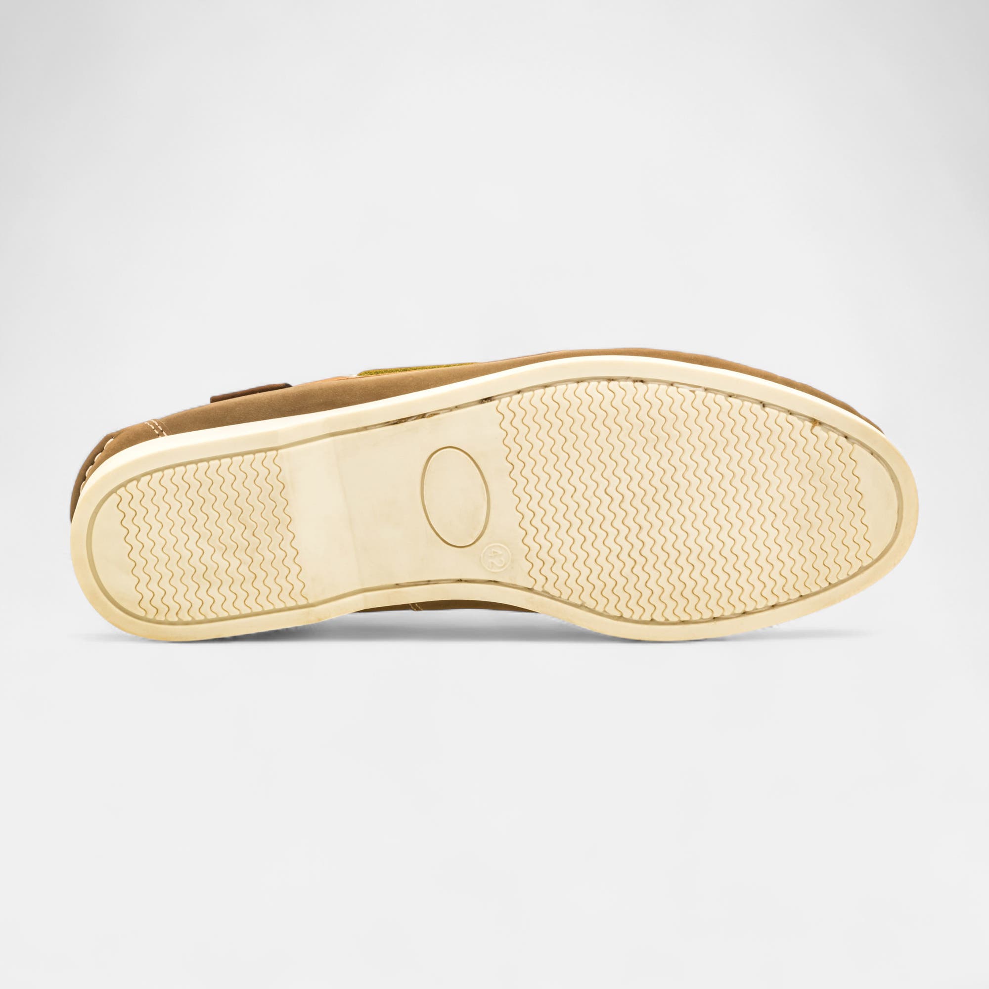 Chaussures bateau Homme en cuir kaki