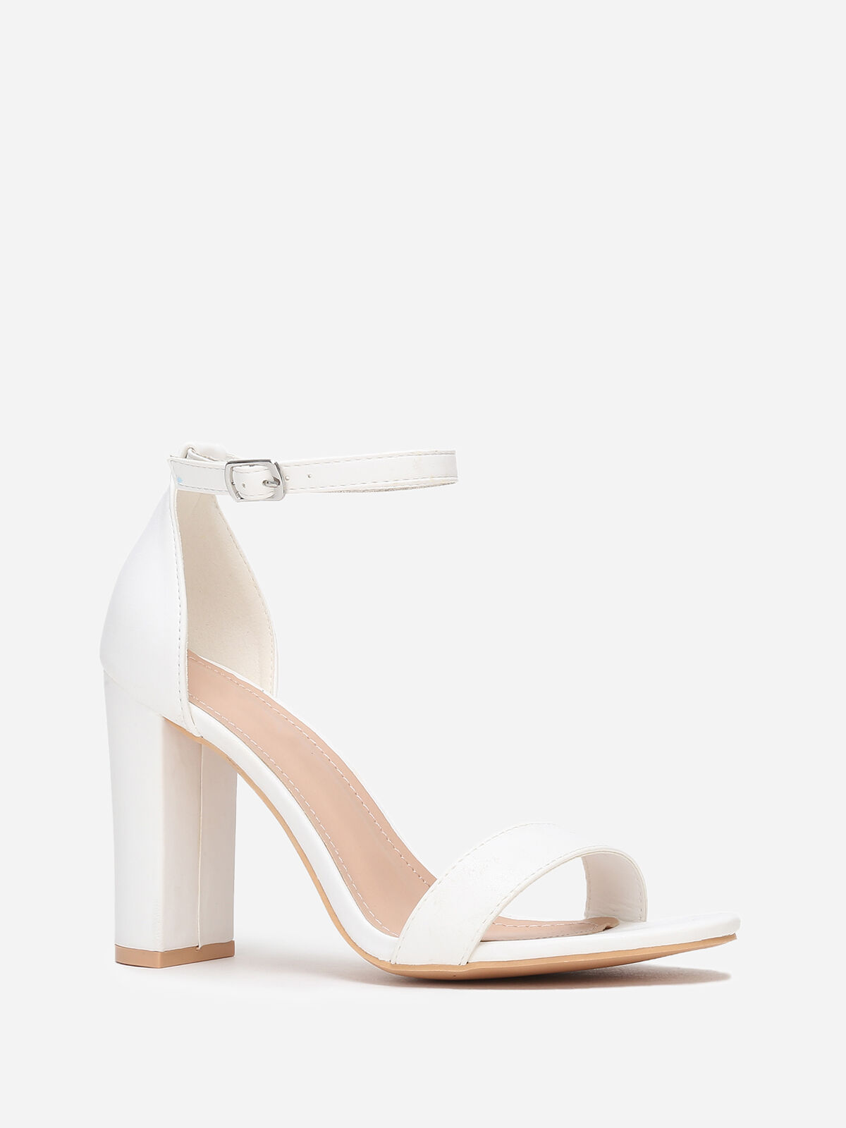 Sandales à talon et double brides- Blanc