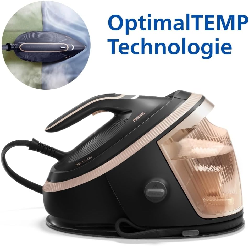 Philips PerfectCare Dampfbügelstation 7000 Serie, 650g Dampfstoß, 8.5 Bar, SteamGlide Elite Bügelsohle, Automatischer Intelligenter Dampf (PSG7300/80)