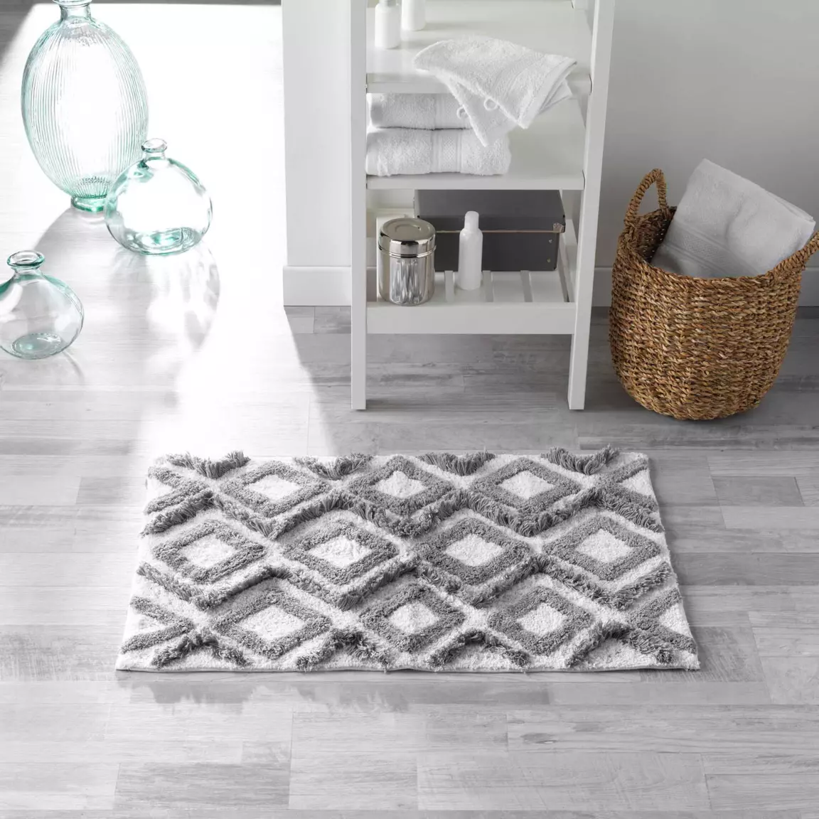 Tapis de bain (80 cm) Ikatis Gris