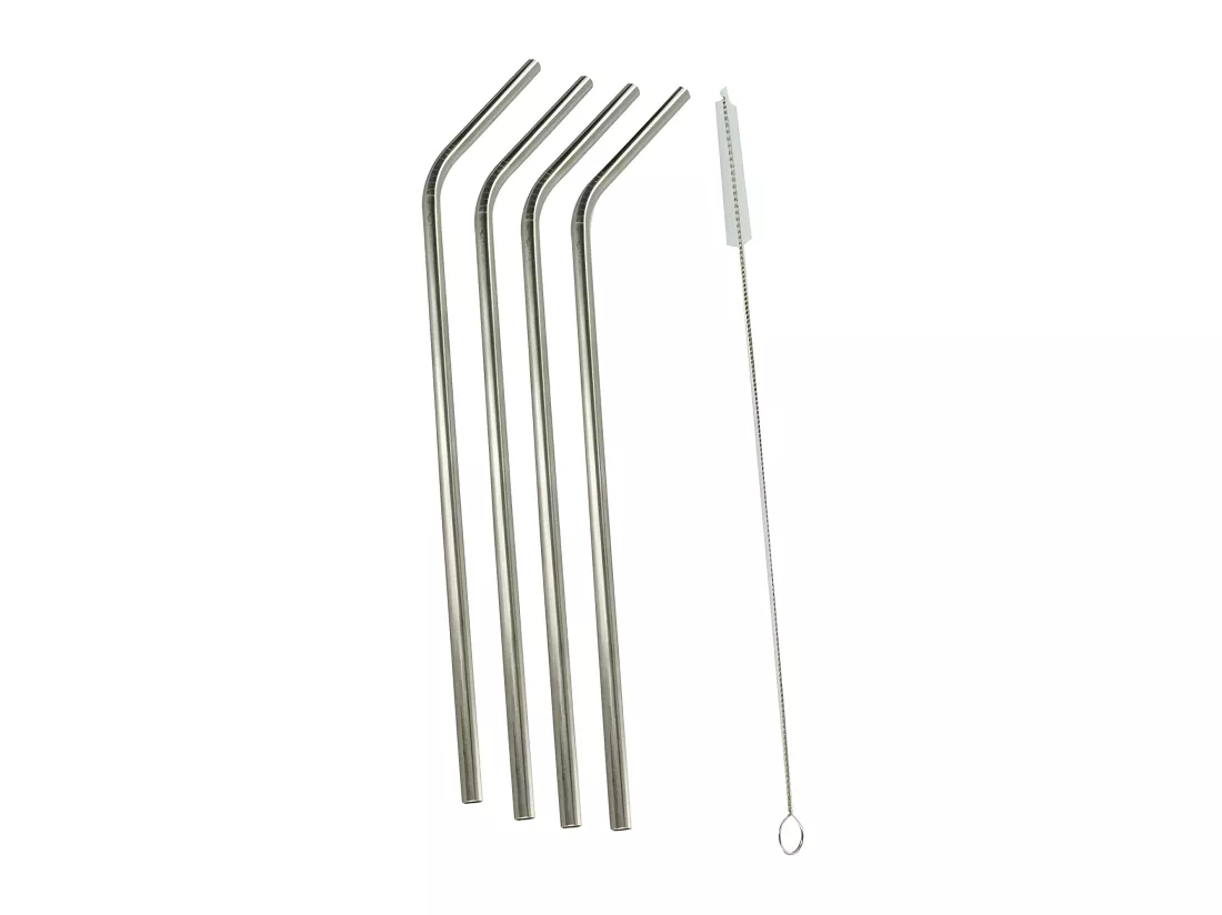 4 pailles en inox avec goupillon