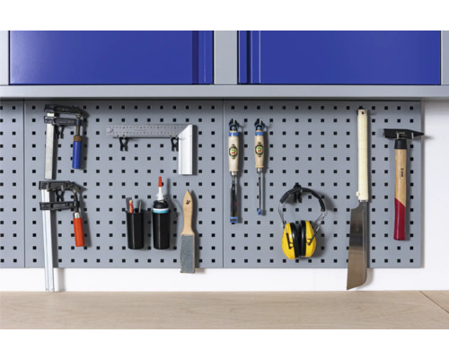 Geperforeerde plaat LW1 4-zijdig industrieel 590 x 550 x 30 mm grijs 22 gaten