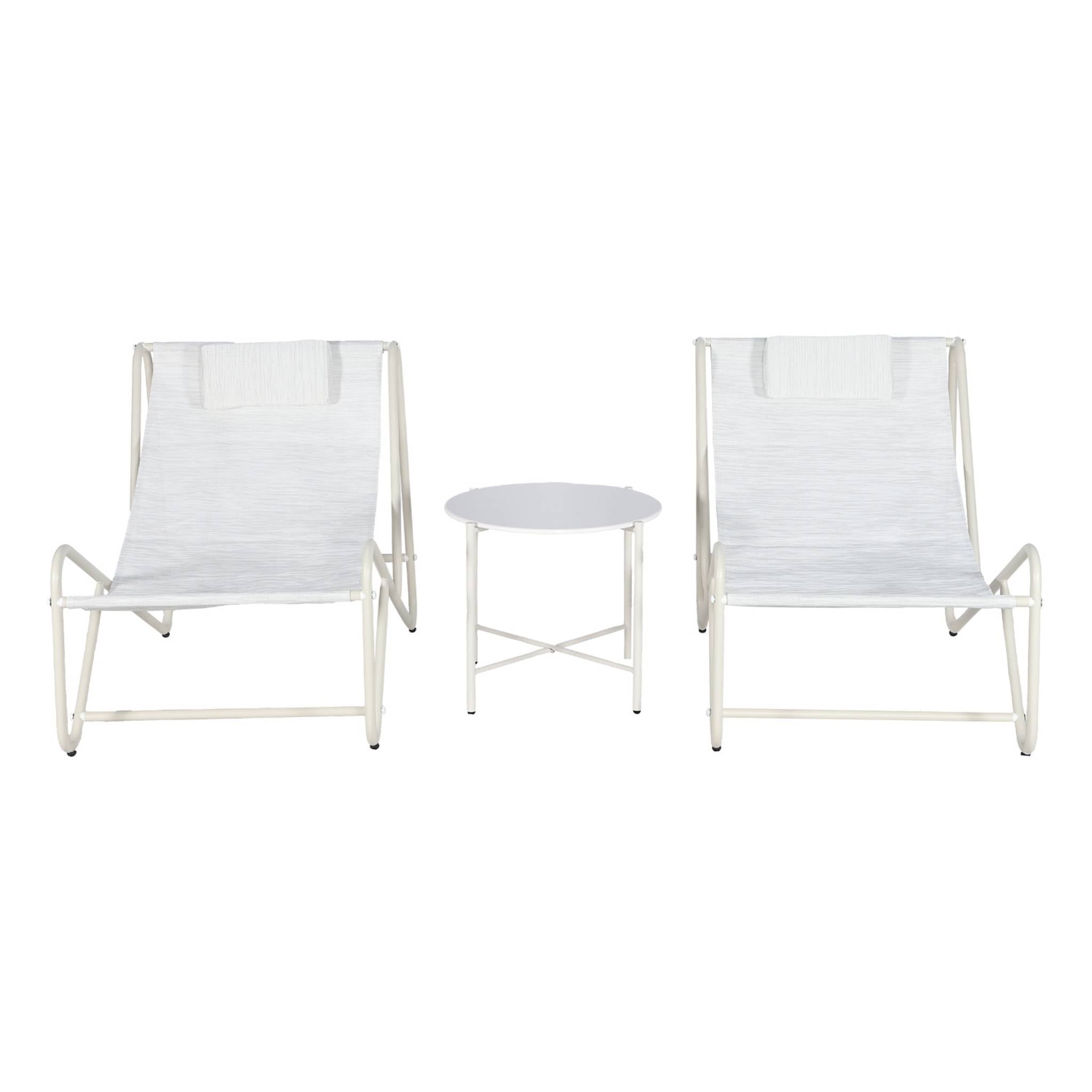 sweeek - Relaxfauteuils (set van 2) met ronde stalen tafel