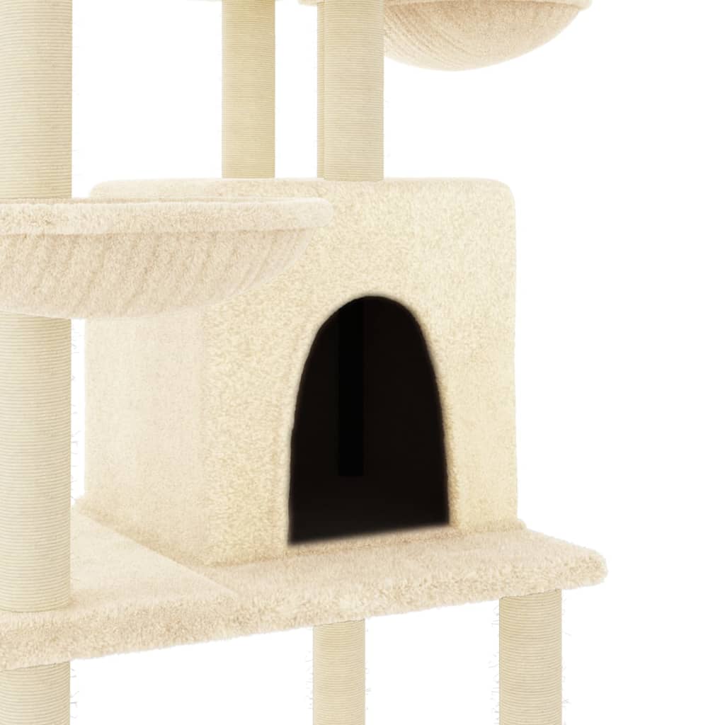 Arbre à chat avec griffoirs en sisal crème 180 cm