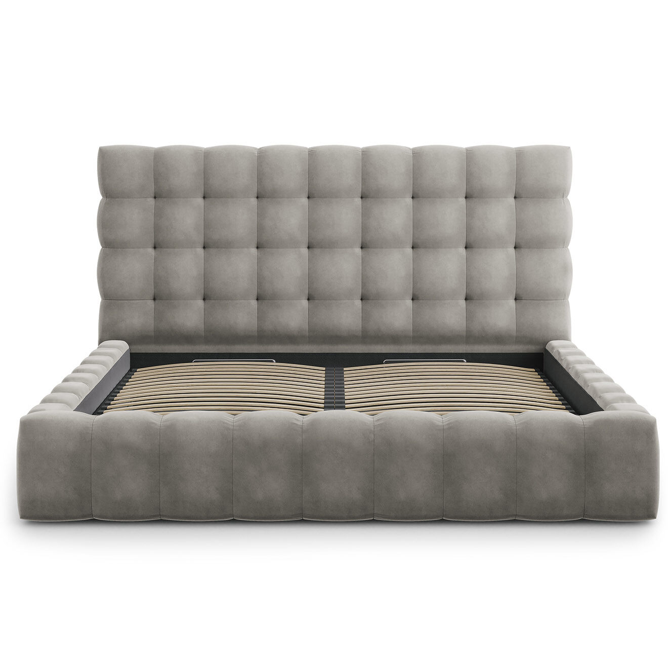 Cosmopolitan Design Lit avec coffre de rangement Bali Velours gris clair - 200x200 cm