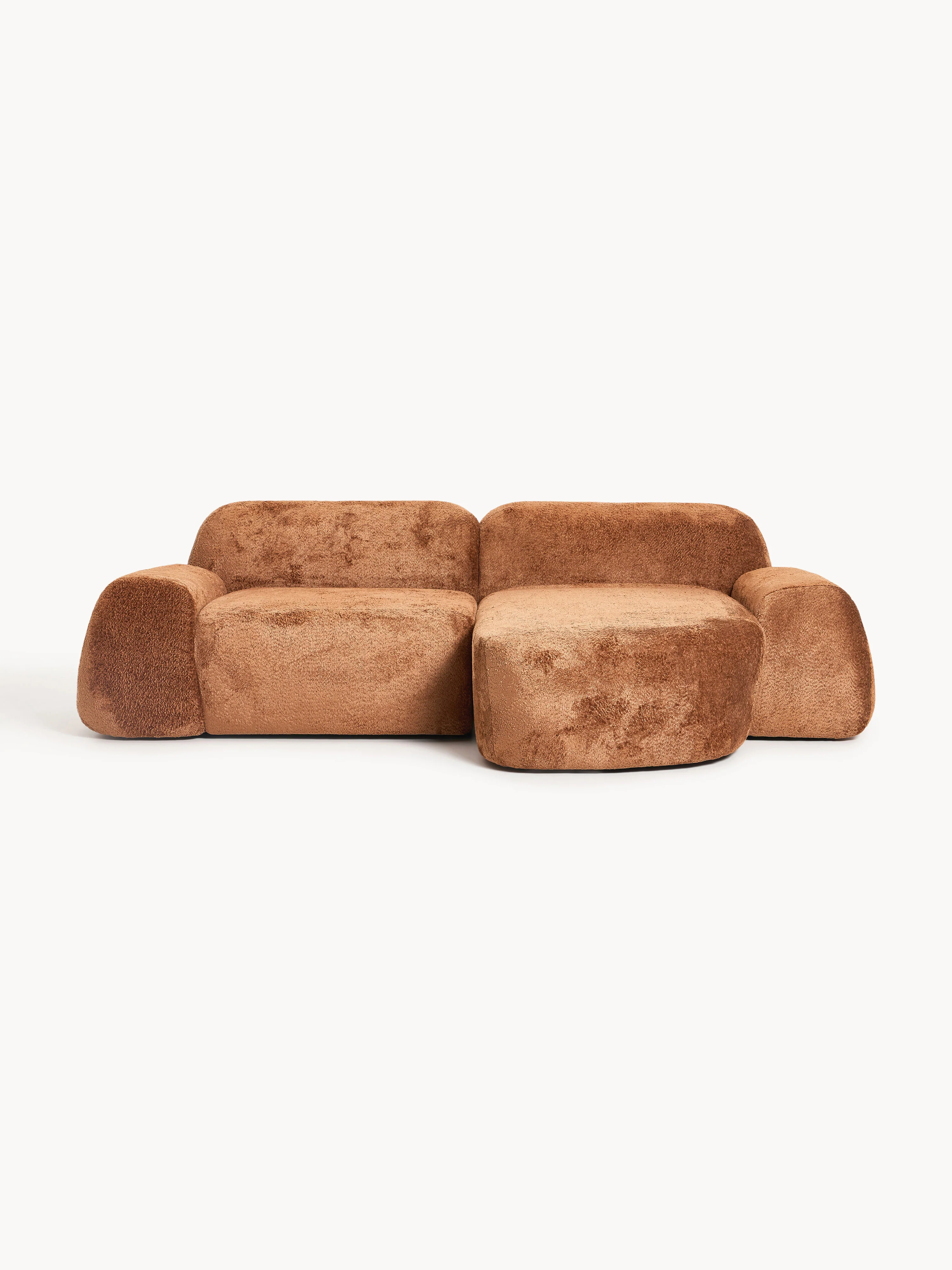 Modulaire teddy-bouclé hoekbank Wolke (3-zits)