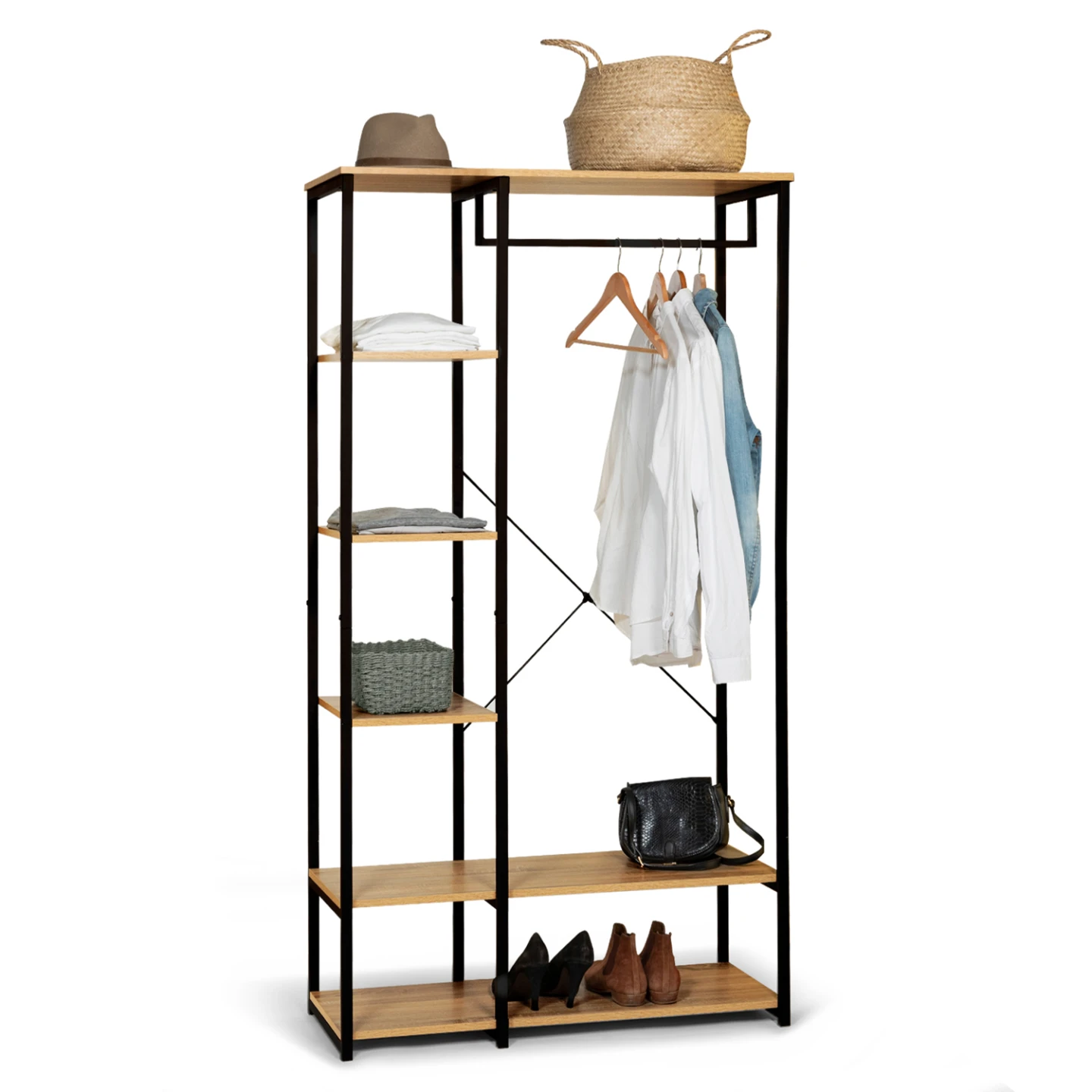 Dressing penderie étagères L. 90 cm DETROIT design industriel