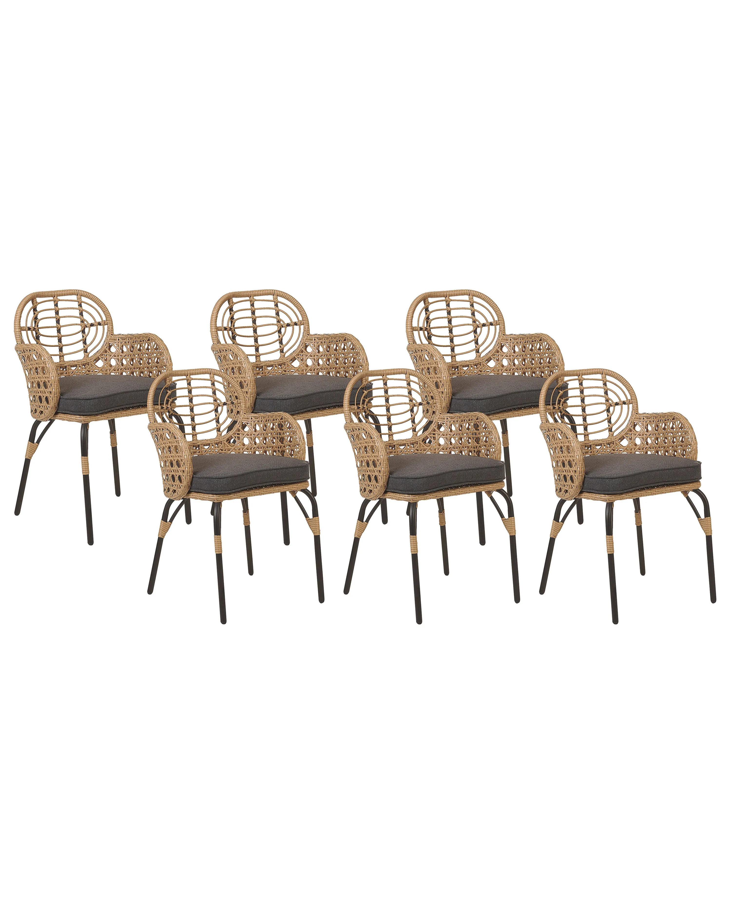 Set van 6 stoelen met zitkussen PRATELLO PE rotan Natuurlijk