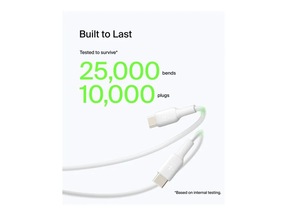 Belkin BoostCharge - USB-kabel - 24 pin USB-C (han) til USB (han) - 3 m - hvid