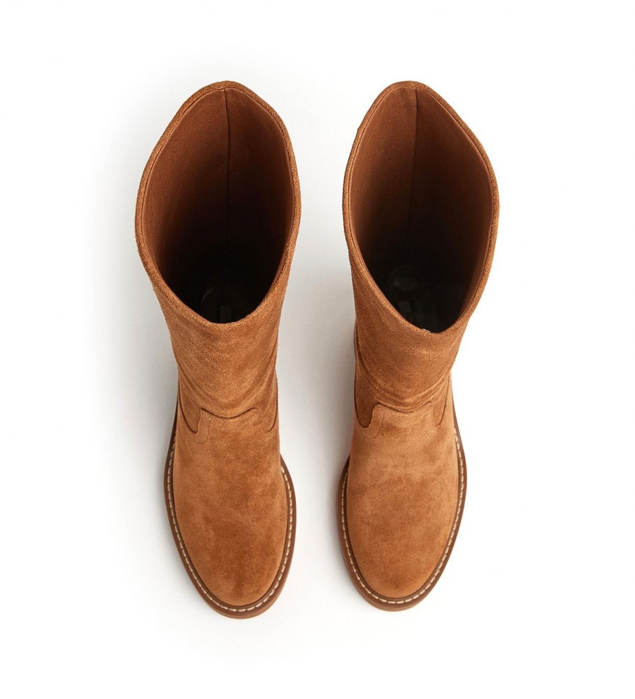 Botas de couro marrom Nicole da Pepe Jeans