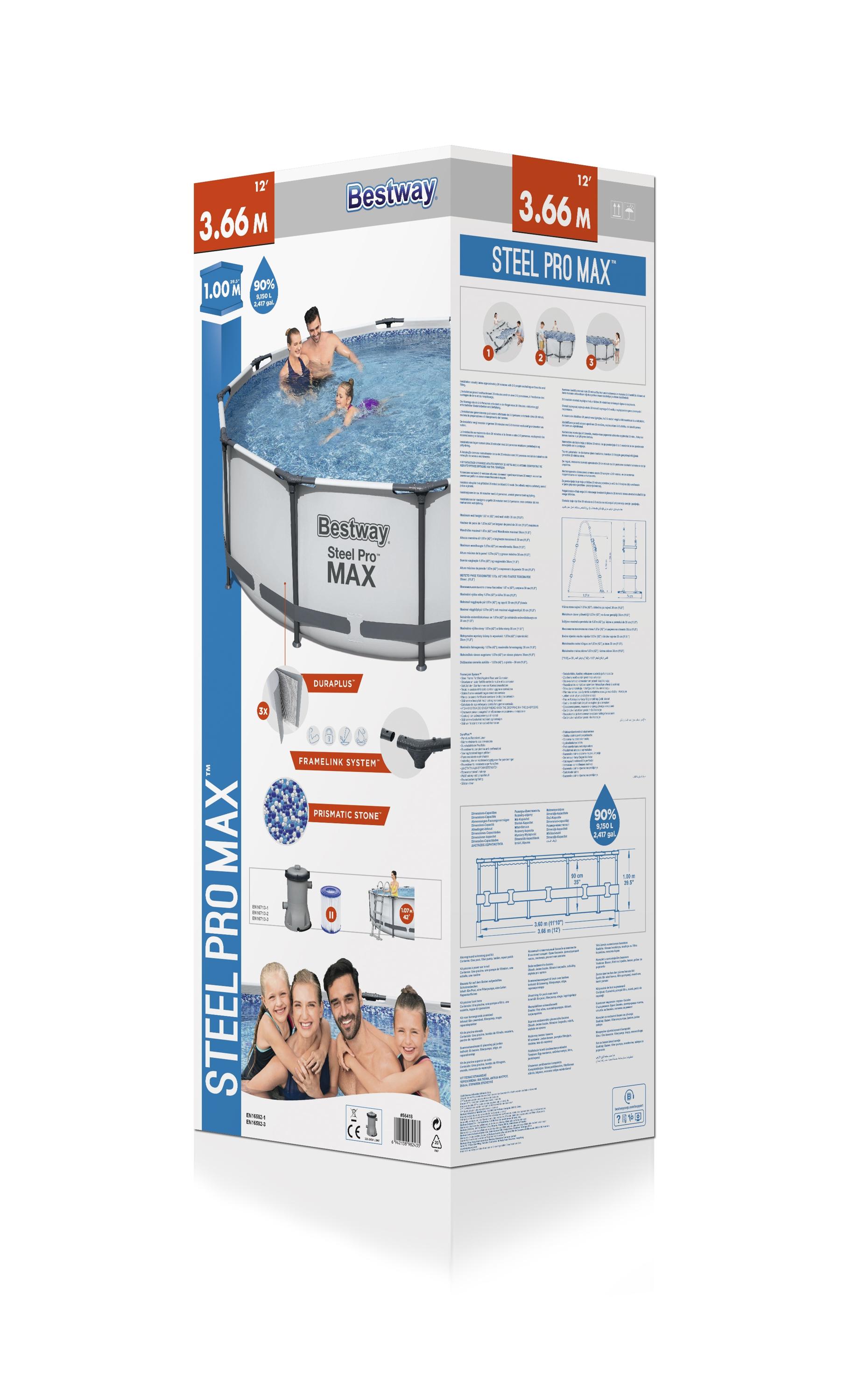Bestway Pool Set hellgrau 366 x 100 cm