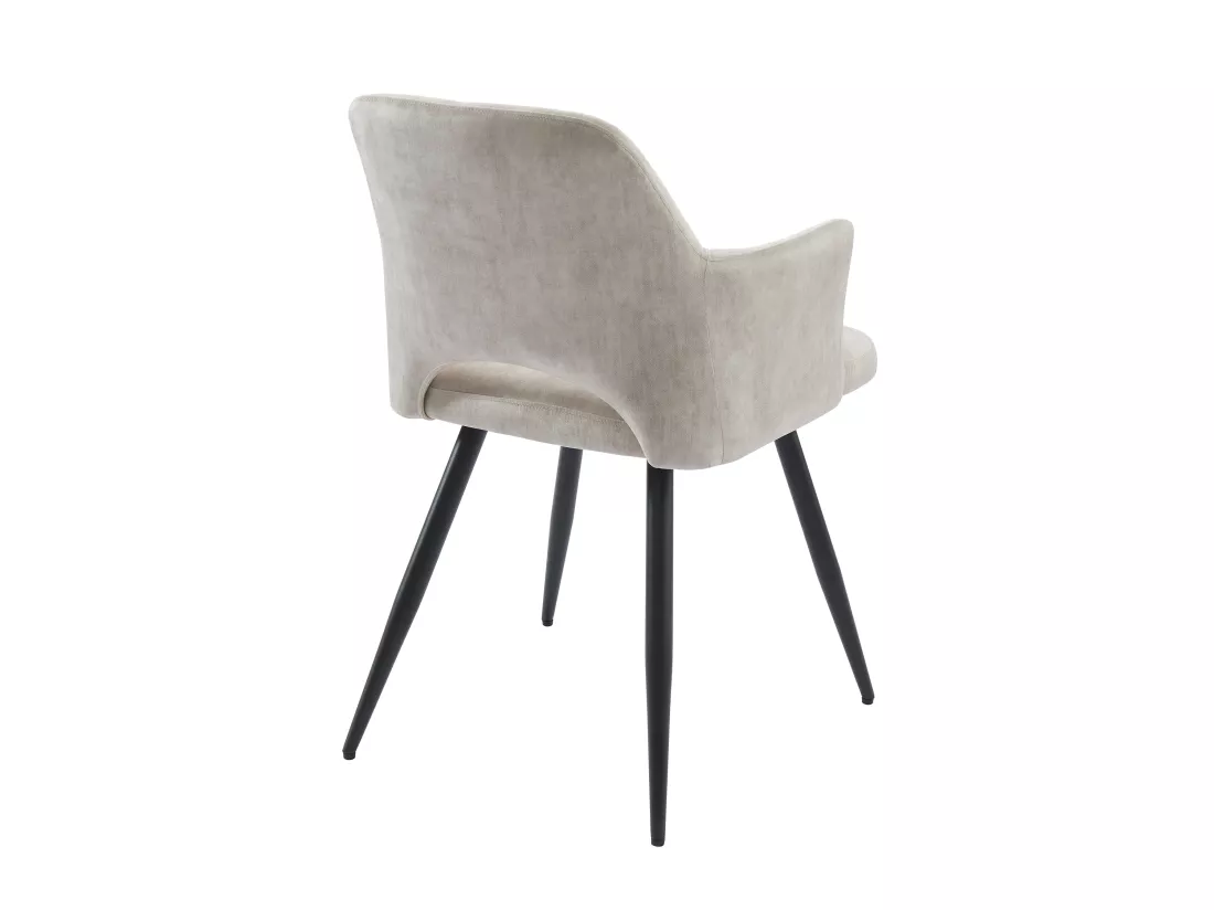 Lot de 6 chaises avec accoudoirs en tissu et métal noir - Beige - KADIJA