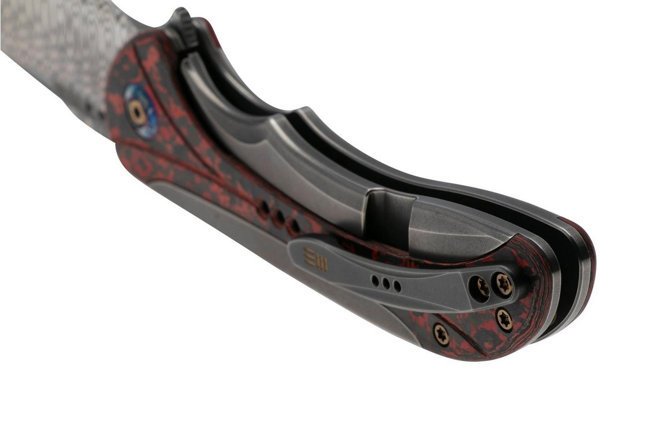 WE Knife Equivik WE23020-DS1 Hugin Damasteel, Grey Titanium, Lava Flow Fat Carbon zakmes