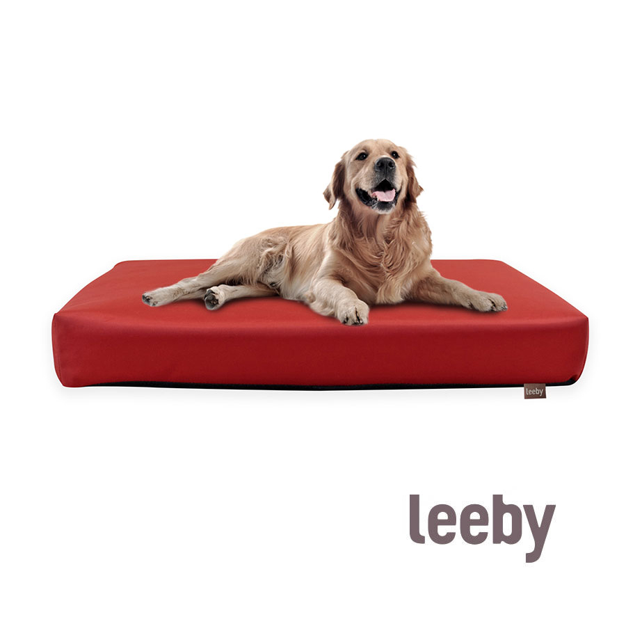 Almofada impermeável anti-pelos Leeby para cães, vermelha