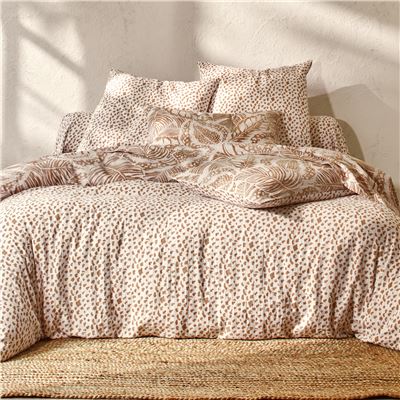 Linge de lit gaze de coton motif feuilles