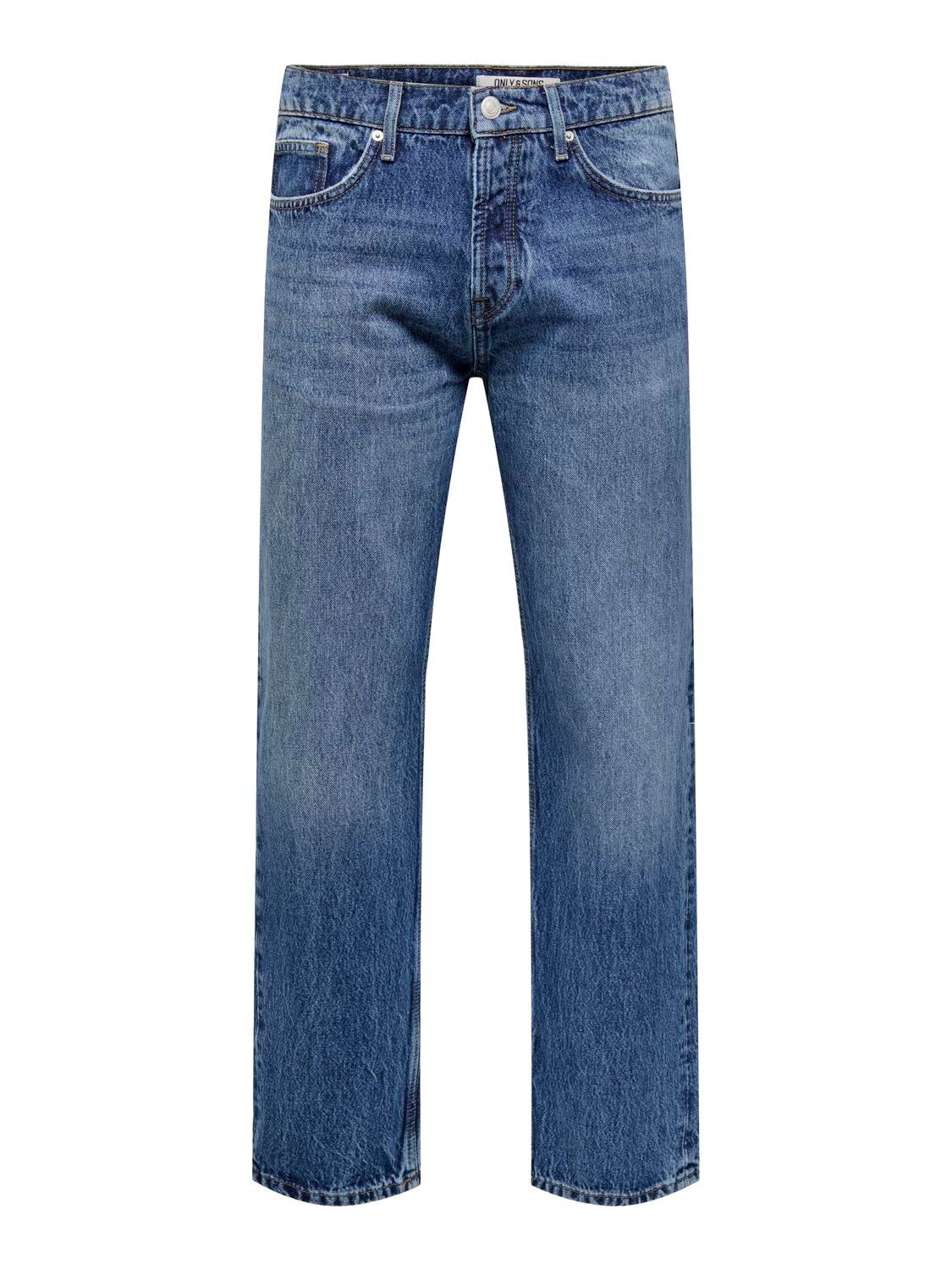 ONSEDGE Mittlere Taille Gerade geschnitten Jeans Medium Blue Denim