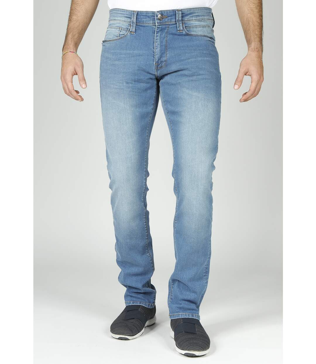Jeans Fibreflex® coupe droite ajustée super stone washed denim