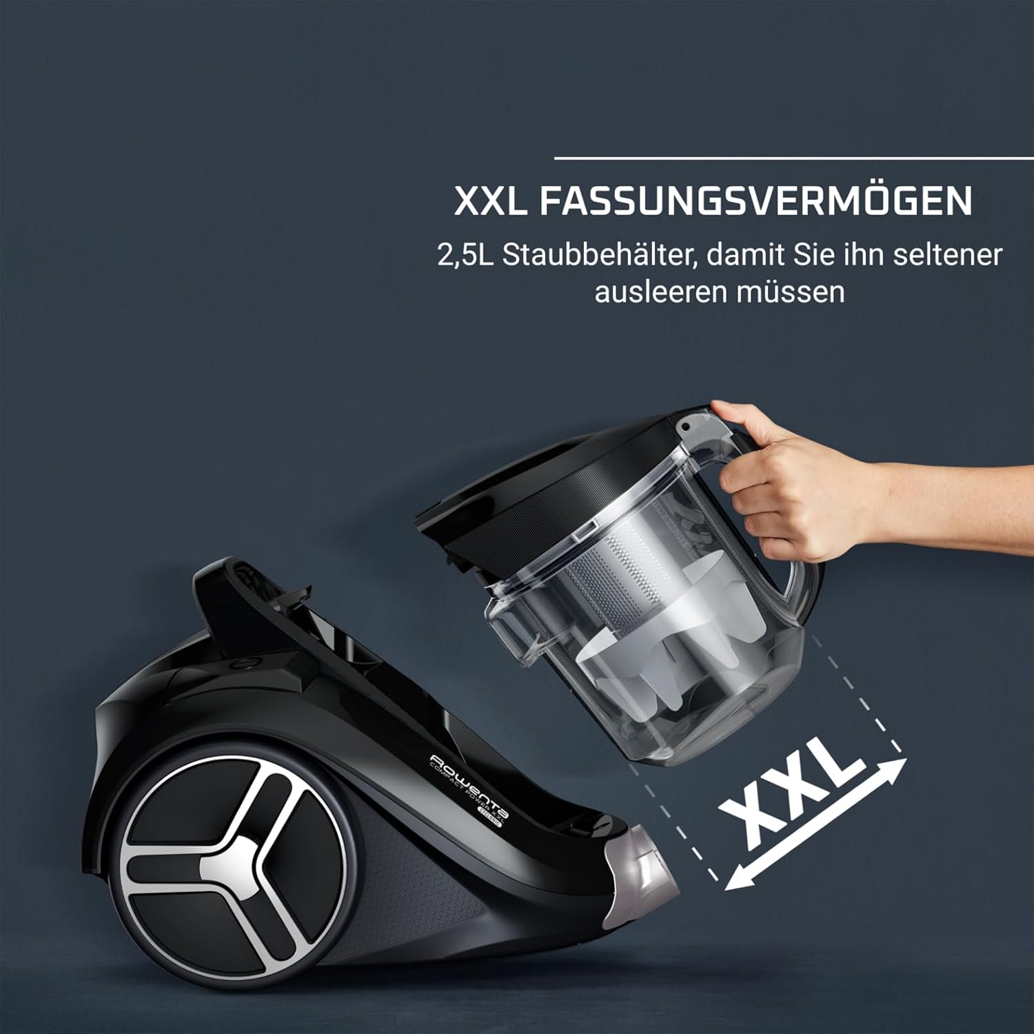 Rowenta Compact Power XXL Classic beutelloser Bodenstaubsauger, 900 Watt, 3-stufiges Filtersystem, Fassungsvermögen, kompakt, 8,80 m Reinigungsradius, inkl. 2-in-1 Fugendüse, Rot, RO4B23