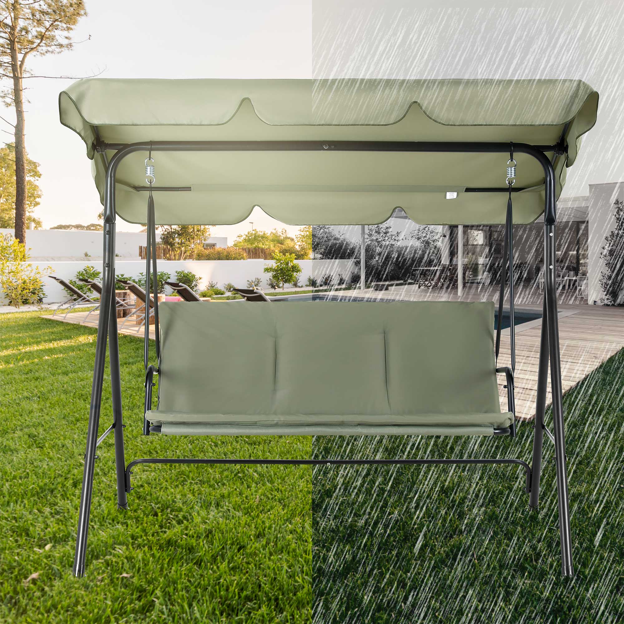 Strattore Hollywoodschaukel Gartenschaukel / Gartenliege 175 x 110 x 153 cm - Grün