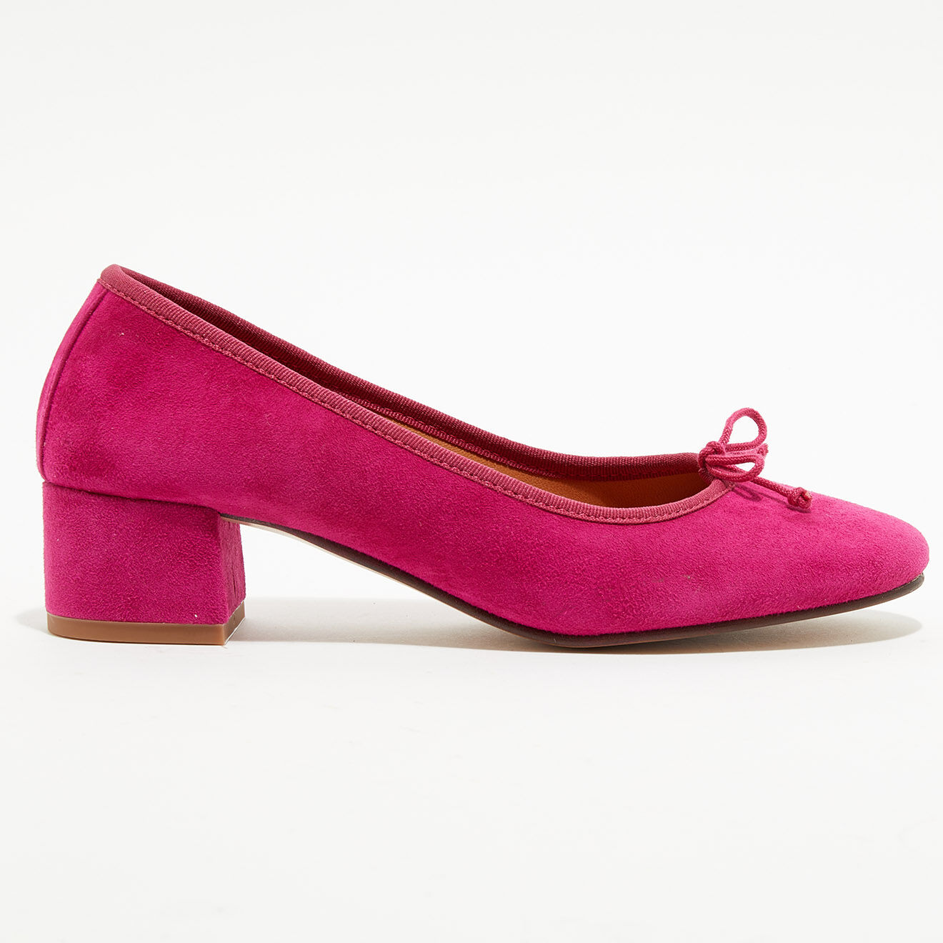 Quartier Latin Ballerines trotters en Velours de Cuir Diane fuchsia - Talon 4 cm