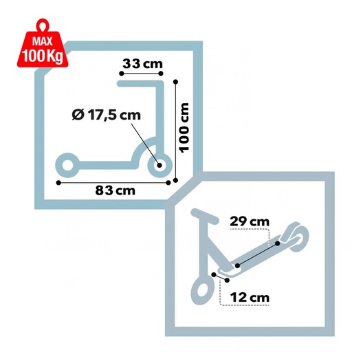 Patinete dobrável para crianças de 7 anos, com 2 rodas, 17,5 cm, CB Riders
