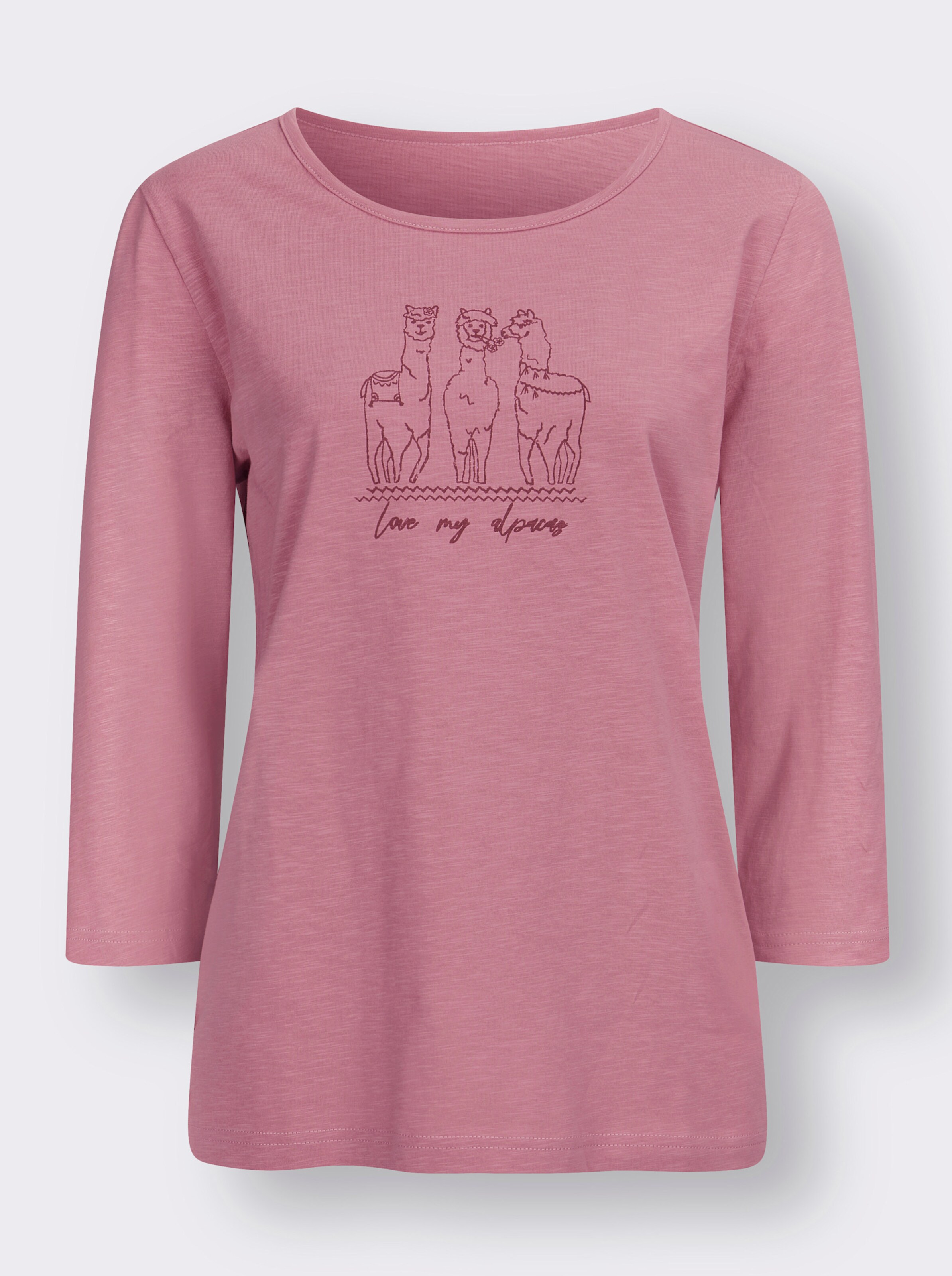 34-Arm-Shirt mit Alpaka-Druck