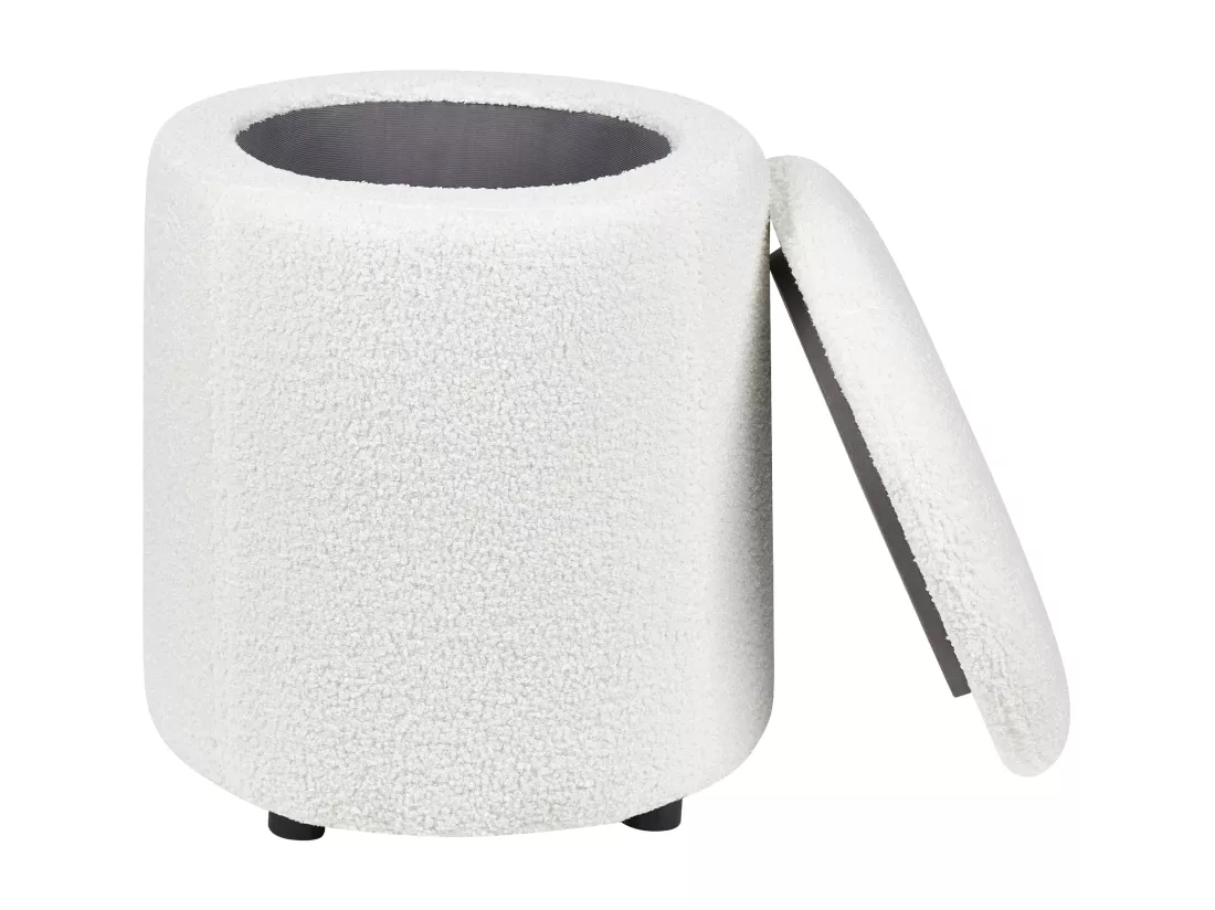 Pouf coffre en tissu bouclé blanc cassé MARYLAND