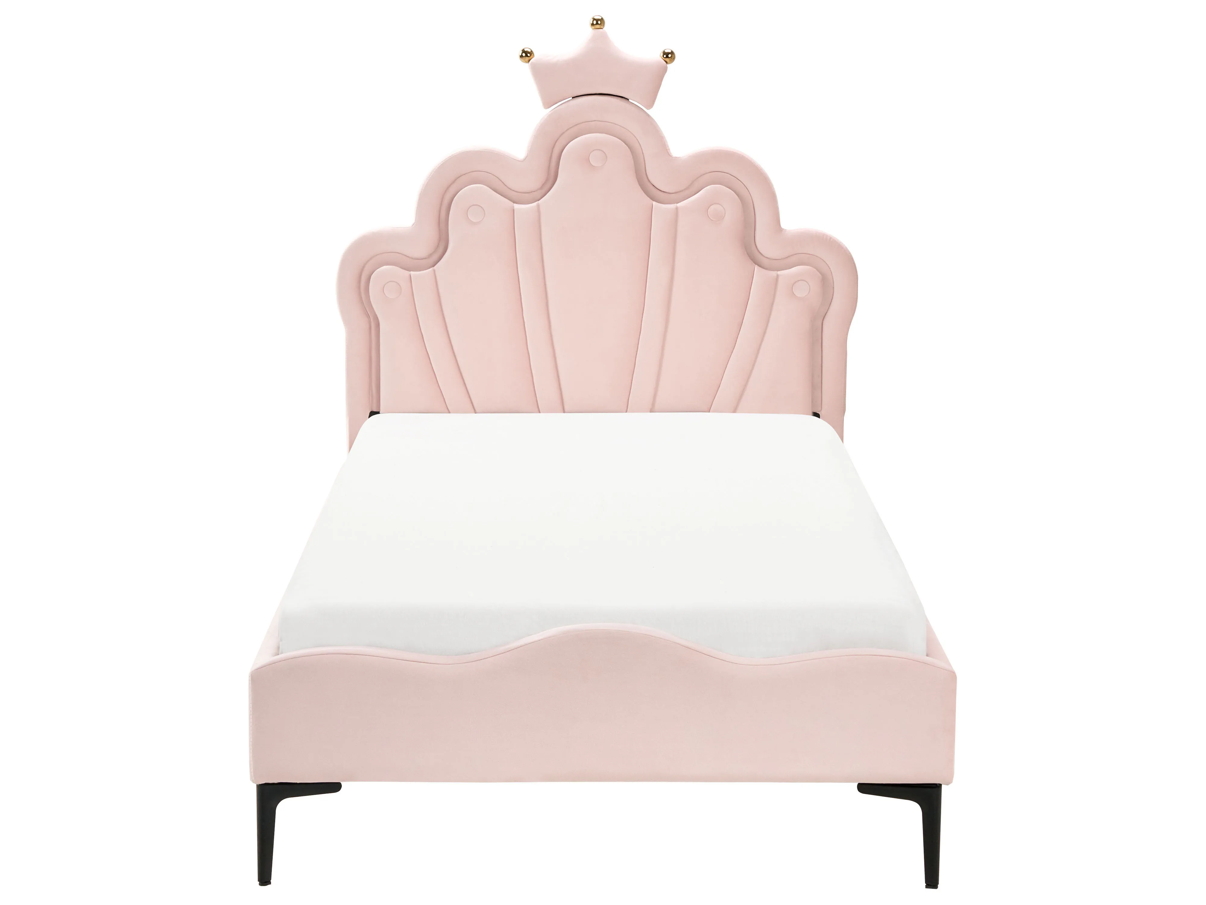 Kinderbed Kroon Fluweel RUBIAN 90 x 200 cm met LED-verlichting Roze