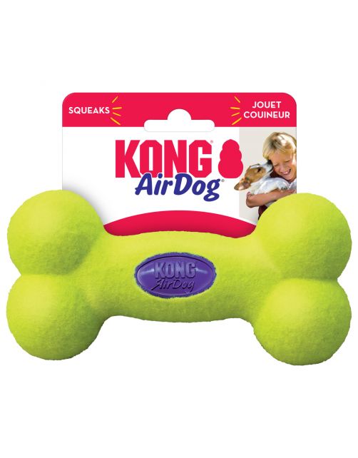 Kong Air Squeaker Bone Geel - Hondenspeelgoed