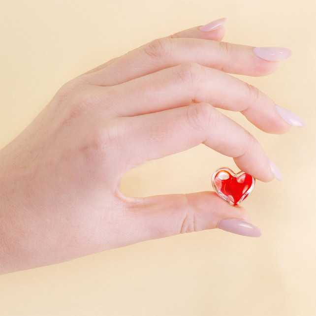Bague en verre soufflé - Coeur Nano transparent