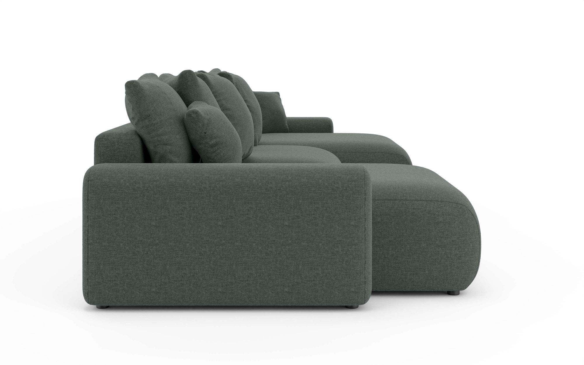 Home affaire Wohnlandschaft »LAKESIDE mit Bettfunktion und Bettkasten, Masse B/T/H: 332,5/142/84 cm« U‑Form mit vielen Kissen und Wellenunterfederung