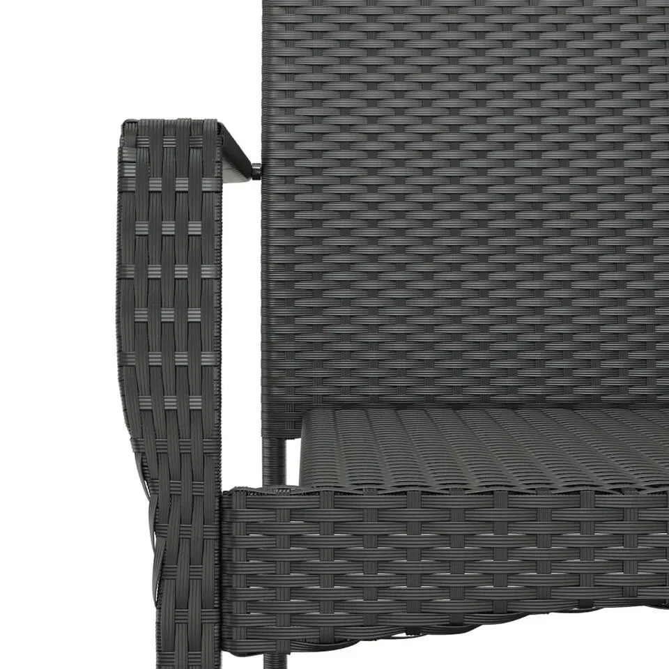 vidaXL - Tuinset - Zwart - Poly rattan - 190 cm - 7 stuks - Met kussens