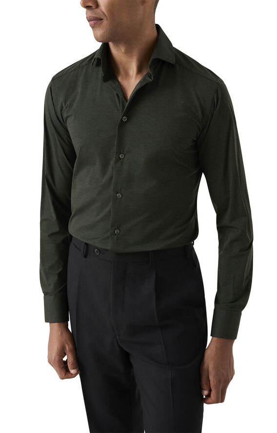 ETON Cont. Fit Dark Green Four-Way Stretch Shirt Grøn