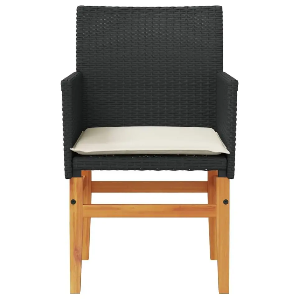 vidaXL - Tuinstoelen - Kussens - Zwart - Poly rattan - 2 stuks