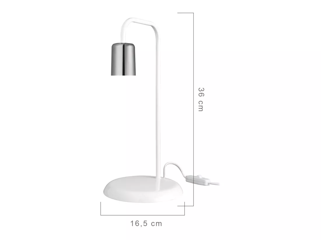 Lampe de bureau Lancaster en métal 36 cm E27 blanc / chrome [lux.pro]