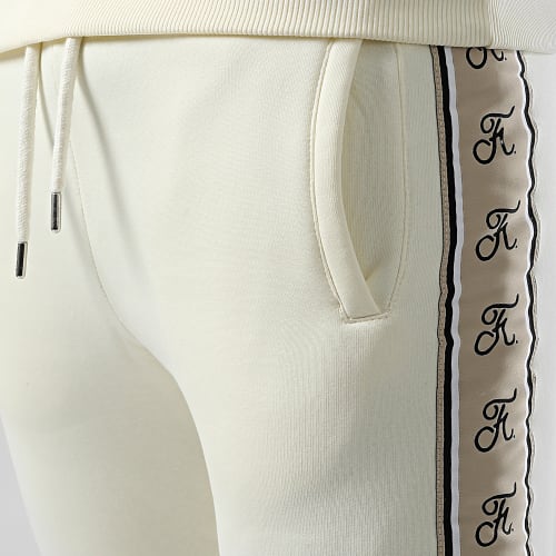 Pantalon Jogging Couture Edition Avec Bande Brodée 756 Blanc Creme