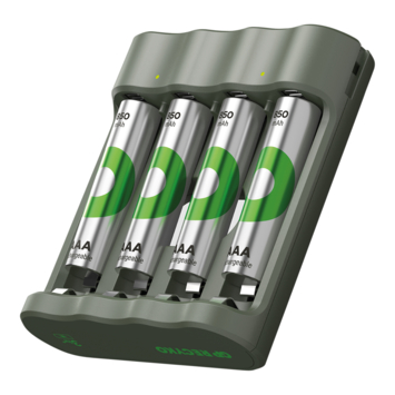 GP Batterijlader 411   4x oplaadbare batterijen AAA 850mAh ReCyko   Micro USB-lader