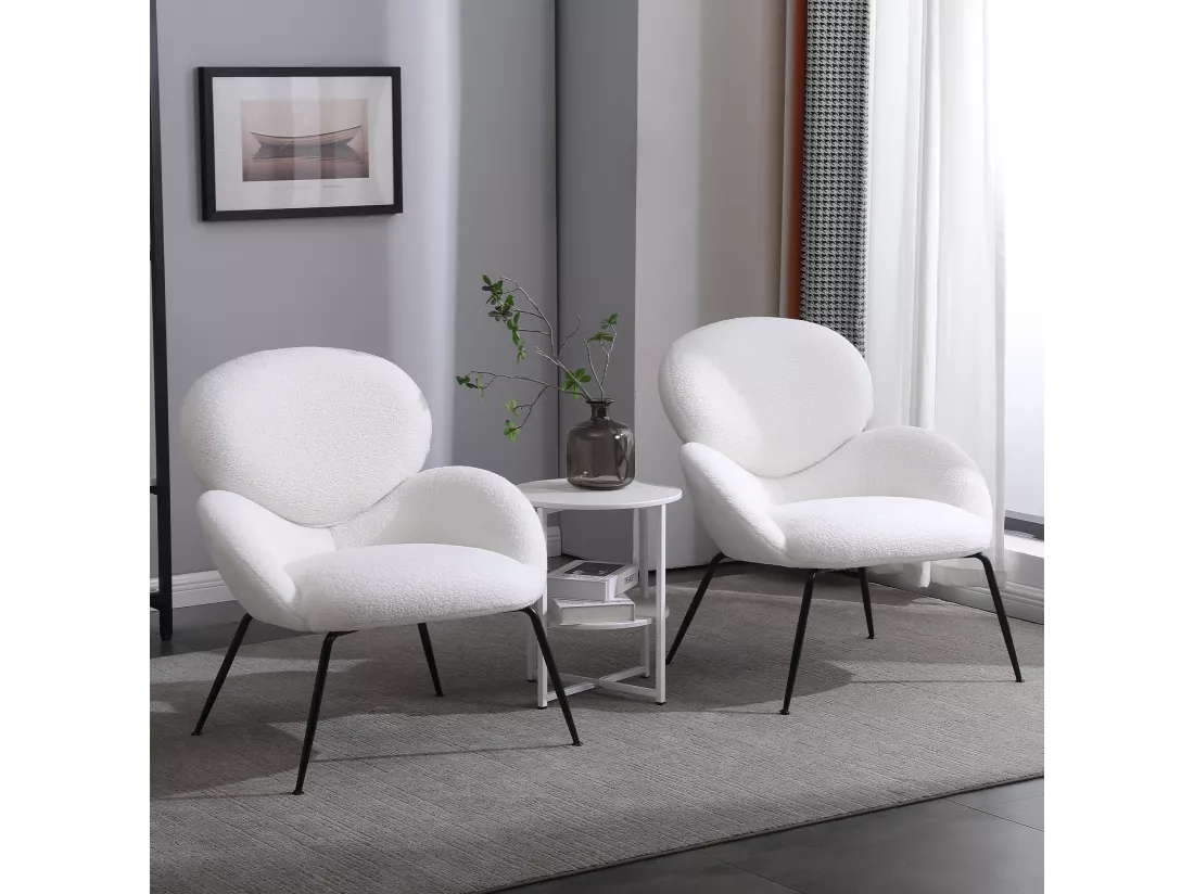 Chaise De Maquillage En Velours Teddy Avec Pieds En Métal, (blanc)