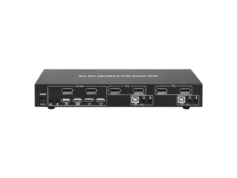 TECHly 2-Port DisplayPort1.2 Dual-Monitor KVM Switch - KVM / audio / USB switch - 2 x KVM / audio - 1 lokalbruger - desktop