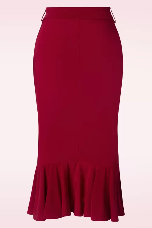 Vintage Chic for Topvintage Naomi Ruffle pencil rok in rood