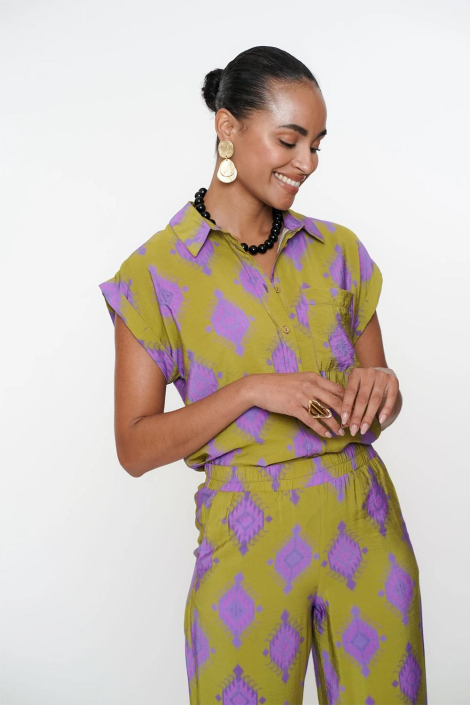 Geisha groene dames blouse