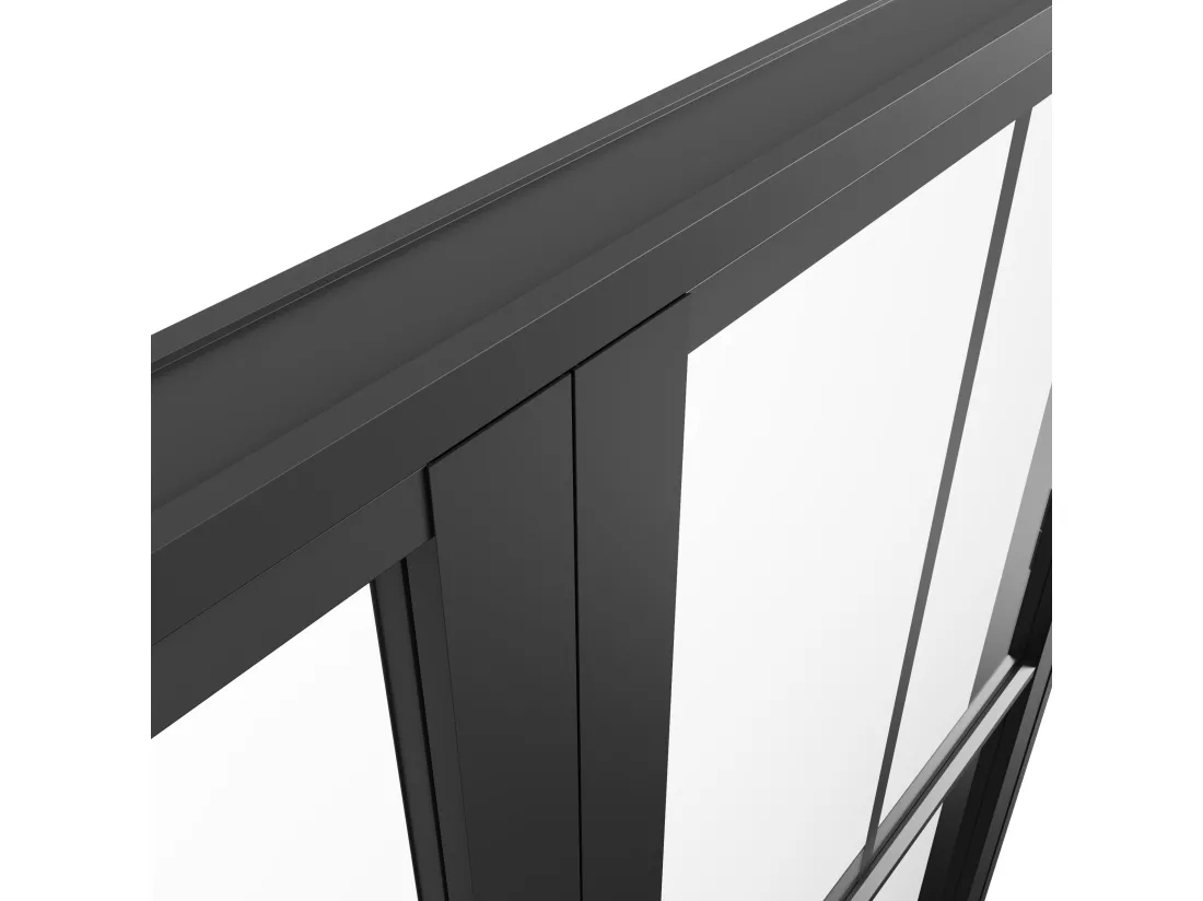 Bloc porte à deux battants en aluminium et verre dépoli - 2 x H204 x L83 cm - Noir - SEROTO