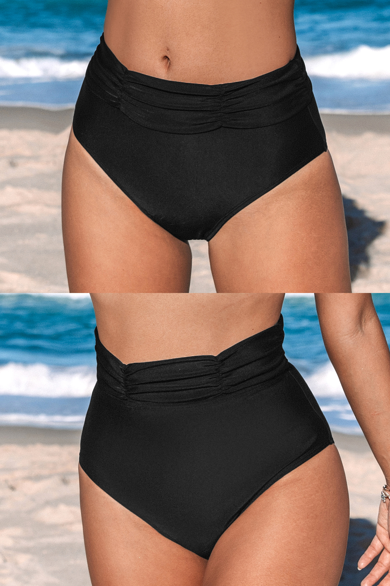 Bas de bain taille haute ajustable en mesh puissant
